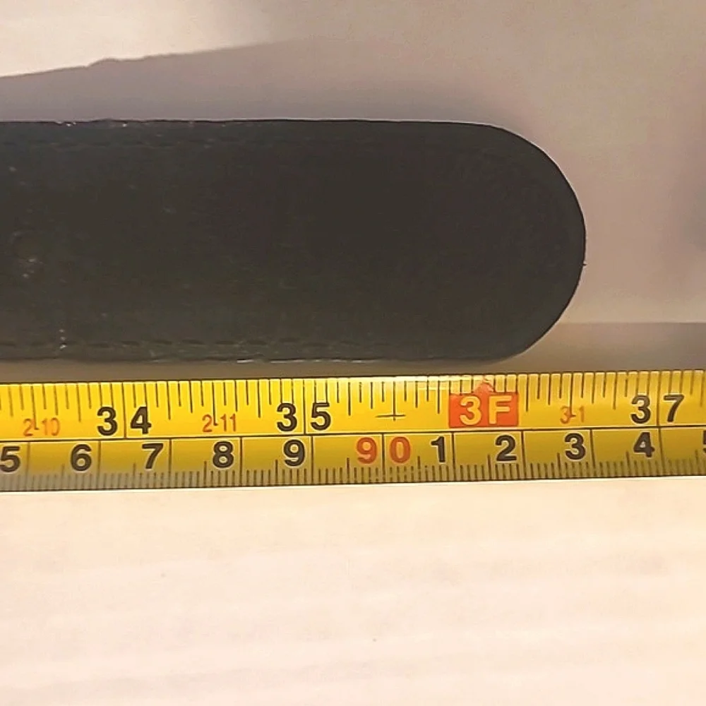 Genuine split leather belt black basket weave size Large 29.5